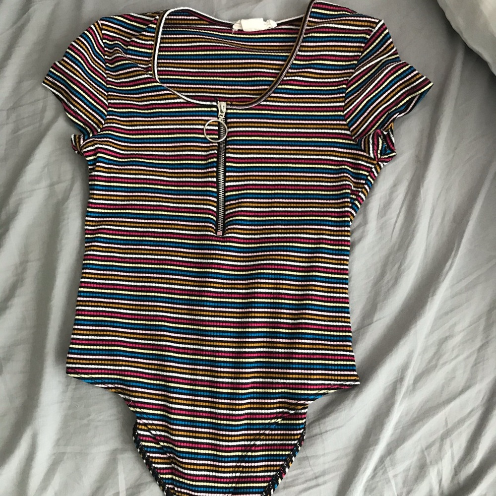 Colorful zip up Bodysuit